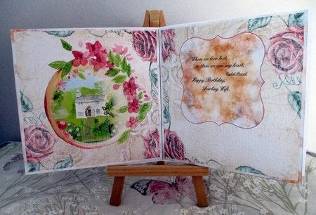 Country Garden 14: Country Cottage 6 x 6 Card Front with Topper and Sentiments by Alan Corker