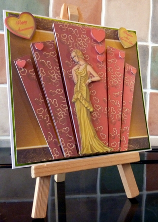 Valentine Art Deco Red and Gold Panels with Lady by Alan Corker