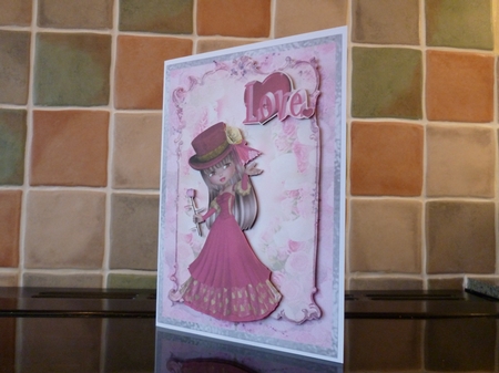  Valentine Princess - A5 card front with decoupage by Alan Corker