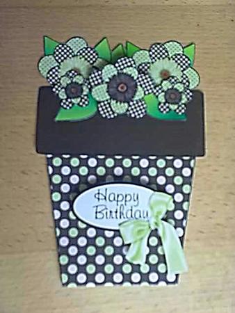 Choco Brown & Mint Flower Pot Card by Alexandra Hall