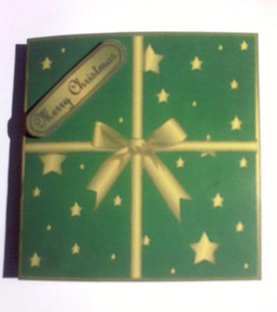 Christmas Present Shaped Card Green by Alexandra Hall