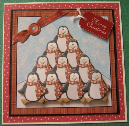Penquin Parade Quick Card Front and Decoupage by Ali Sherman