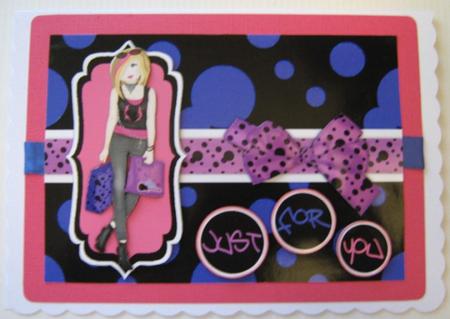 Shopping-mad Punk Teen Decoupage - Purple, Dark Blue & Pink by Ali Sherman