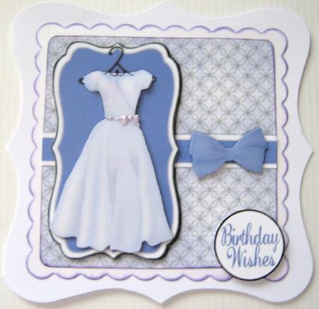 Pretty Dress Decoupage Card Front - Indigo Blue by Ali Sherman