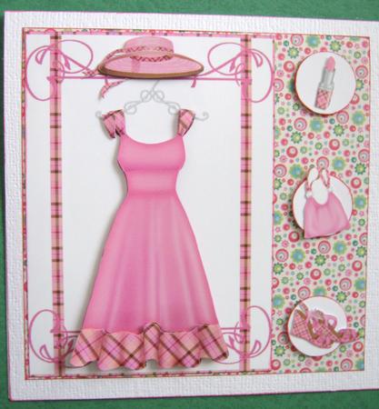 The Pink Dress ~ Fashion Decoupage Card Front by Ali Sherman