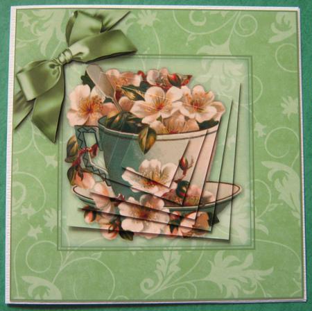 Floral Tea Cup - Twisting Pyramid Card by Ali Sherman