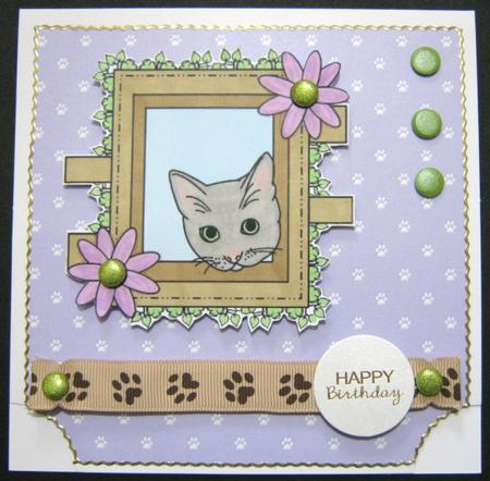 Cat in Floral Frame Stamp by Ali Sherman