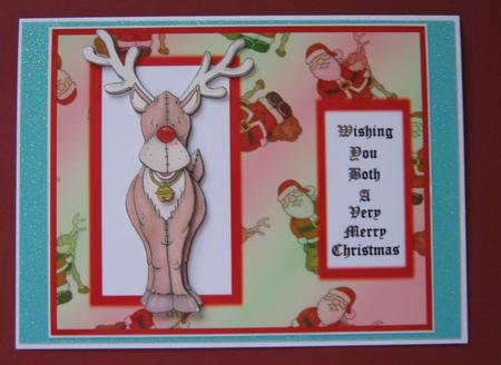 Rudolf Doodles Card Front Decoupage by Ali Sherman