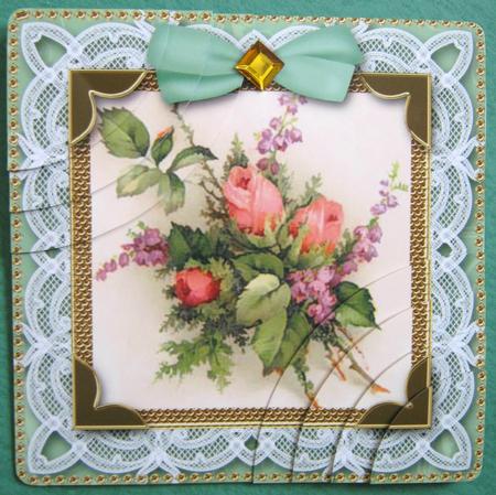 Rose Bouquet Deep Lace 6inch Duo Corner Stack Card Front by Ali Sherman