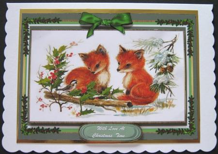 Stunning Christmas Foxes with a Little Bird  by Ali Sherman