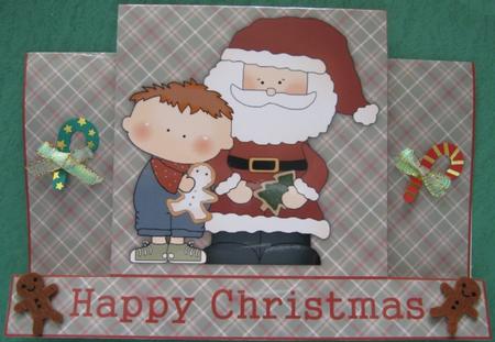 Little Boy with Santa Christmas Stagger Fold Card by Ali Sherman