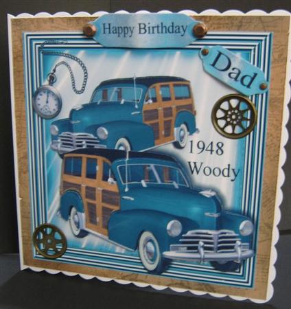 1948 Turq Vintage Woody Car, 8x8 Mini Kit by Ali Sherman