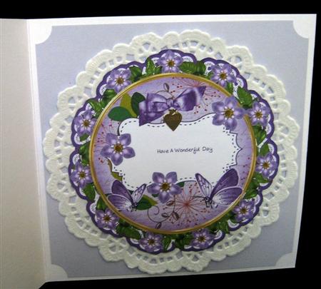 Lilac Forget Me Knot 8in Doily Card Insert Panel by Ali Sherman