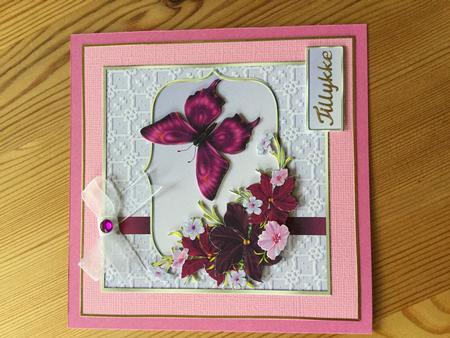 Burgundy and Lilac Flowers Decoupage Card by Alice Paaske