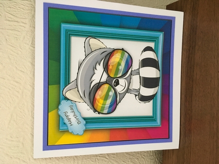 The Rainbow Animal Collection Raccoon 6x6  by Alison Morley 