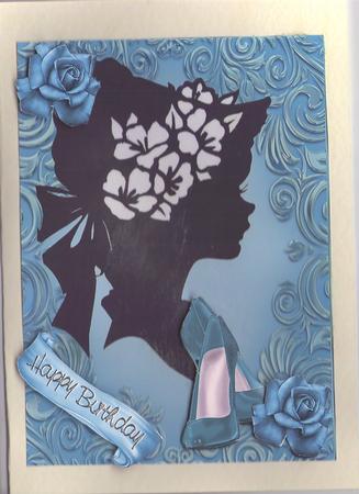 Silhouette of Vintage Lady and Modern Times with Rose by Alison Stirling