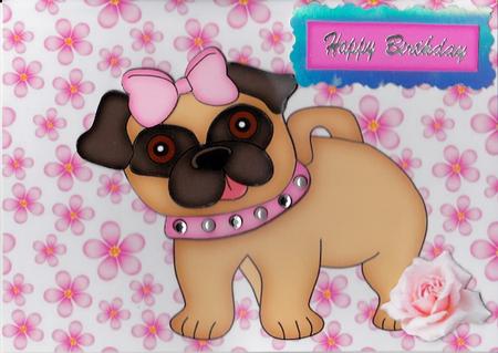 Cute Girl Pug with Roses by Ali Wade