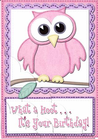 A5 What a Hoot Owl Birthday Scallop Corner Side Stacker by Ali Wade