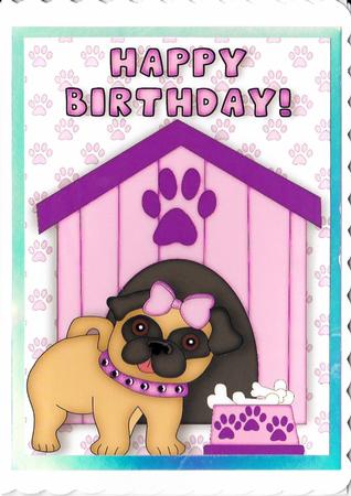Cute Little Pug with Bones A4 by Ali Wade