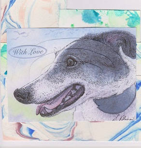 Keen. He Was Very Keen, This Greyhound -  Oval Pyramage by Ali Wade