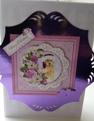 8x8 Christmas Santa Puppy with Decoupage by Ali Wade