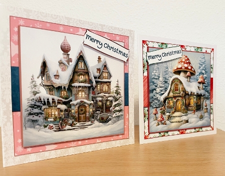 Christmas Houses 7.5 Inch Card Front with Insert and Sentiments Bumper Set 2 by Allen Bowen