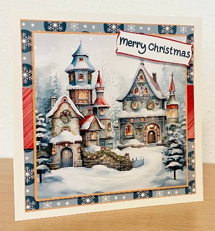 Christmas Houses 7.5 Inch Card Front with Insert and Sentiments Bumper Set 2 by Allen Bowen