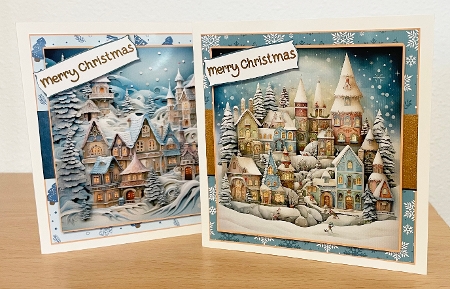 Christmas Houses 7.5 Inch Card Front with Insert and Sentiments Bumper Set 2 by Allen Bowen