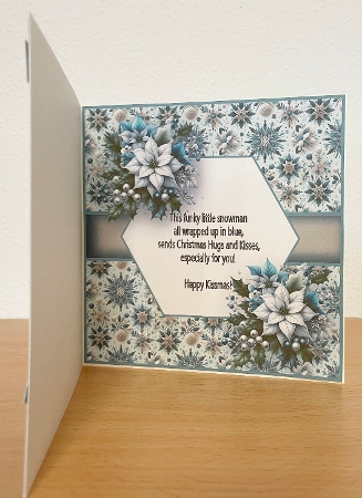 blue poinsettias snowman insert verse by Allen Bowen
