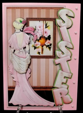 Art Deco Lady in Pink Over the Edge Sister by Allen Bowen