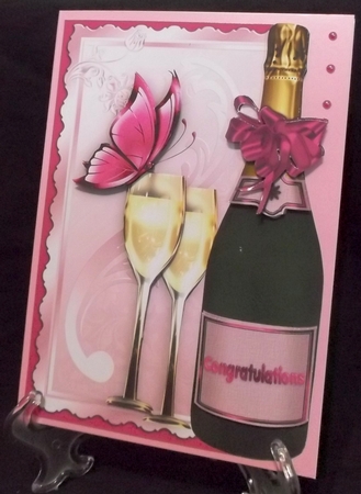 Wine Bottle Over the Edge Card - Pink by Allen Bowen