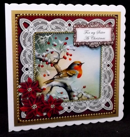 Red Robin Sister at Christmas 8in Sentiment Topper by Allen Bowen