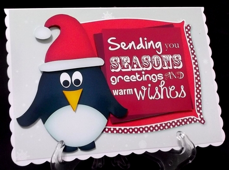 Christmas A5 Christmas Greetings Funky Penguin Quick Card by Allen Bowen
