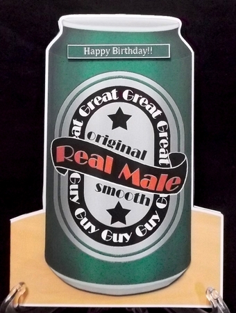Real Male Beer Can Shaped Card with Decoupage by Allen Bowen