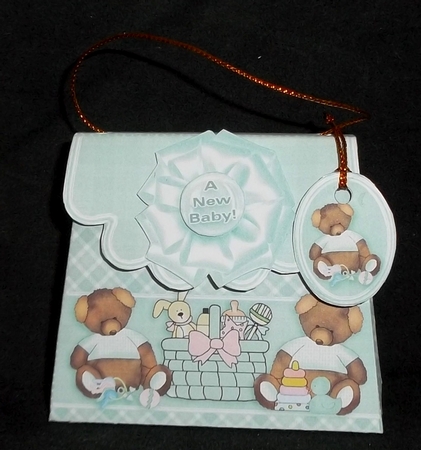 Handbag Gift Box Tattered Teddy New Baby by Allen Bowen