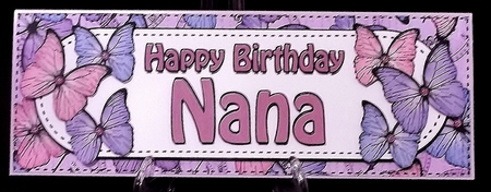 Large Dl Birthday Nana Butterflies Card & 3D Decoupage by Allen Bowen