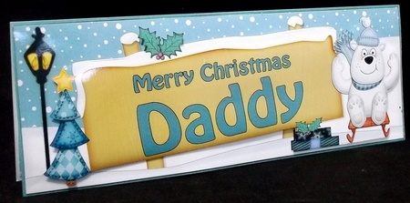 Xmas Daddy Polar Bear Signpost Large Dl Easicut 3D Decoupage by Allen Bowen