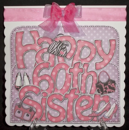 3D 60th Birthday Sister Shoes & Bags Pop Out Word Card by Allen Bowen