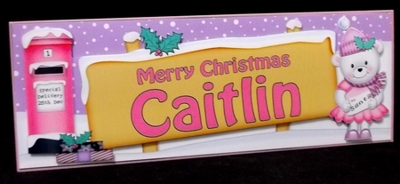 Xmas Caitlin Teddy Tess Signpost Large Dl Easicut Decoupage by Allen Bowen