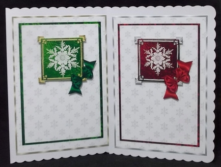 2 A5 Christmas Snowflake Card Fronts in Red & Green by Allen Bowen