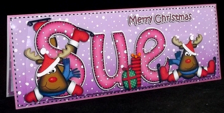 Xmas Sue Rudolph Large Dl & 3D Decoupage by Allen Bowen