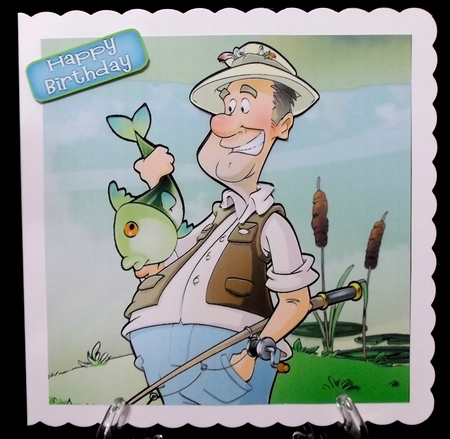 Fishing Dude Big Fish 8x8 Quick Card by Allen Bowen