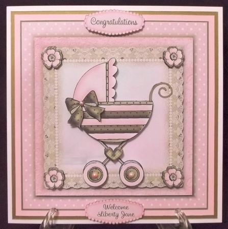 Baby Girl Pram Card Front Kit by Allen Bowen