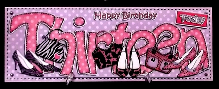 Large Dl 13th Birthday Shoes & Handbags Card & 3D Decoupage by Allen Bowen