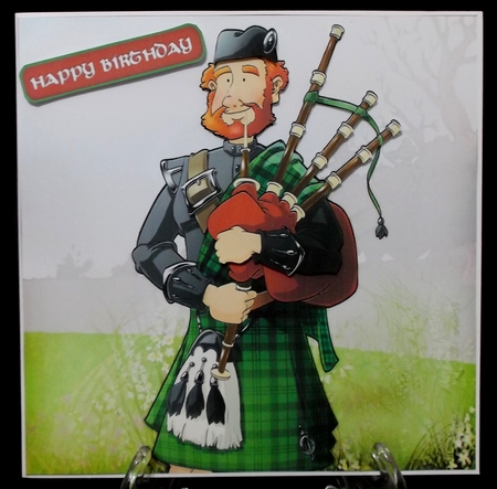 Bagpipe Player Dude Green Kilt 8x8 Quick Card by Allen Bowen