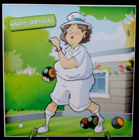 Lawn Bowls Lady 2 8x8 Quick Card by Allen Bowen