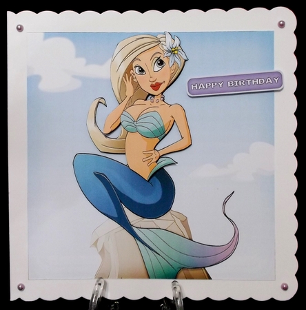 Blonde Mermaid Dudess 8x8 Quick Card by Allen Bowen