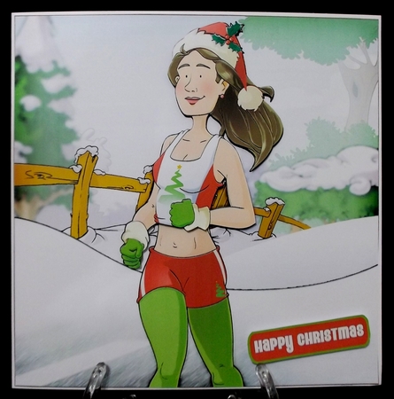 Jogger Dudess Christmas 8x8 Quick Card by Allen Bowen