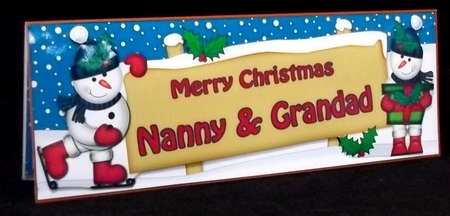 Large Dl Christmas Nanny & Grandad Snowman 3D Decoupage by Allen Bowen