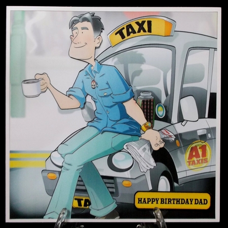 Taxi Dude Silver 8x8 Quick Card by Allen Bowen